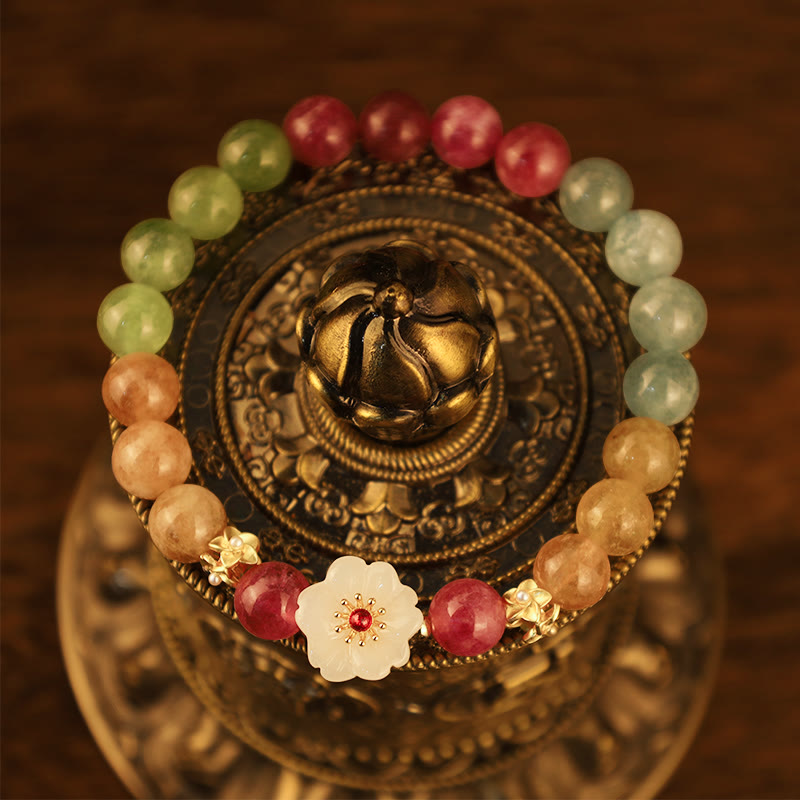 Nimara Ritual Colorful Tourmaline Jade Flowers Love Bracelet