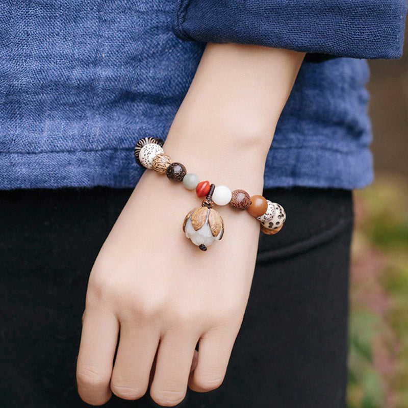 Nimara Ritual Bodhi Seed Lotus Wisdom Peace Wrist Mala Bracelet