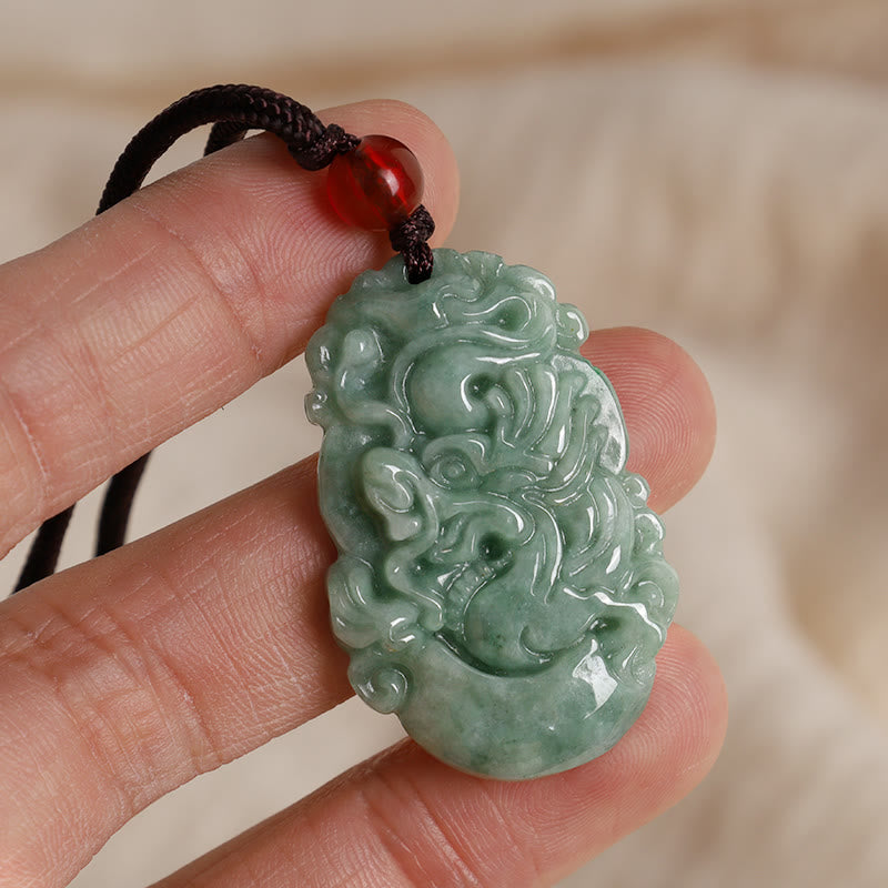 Nimara Ritual Natural Jade 12 Chinese Zodiac Prosperity Necklace Pendant