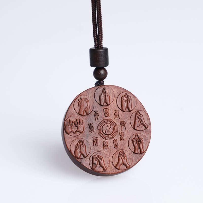 Nimara Ritual Lightning Struck Jujube Wood Yin Yang Bagua Mountain Ghosts Spend Money Protection Necklace Pendant