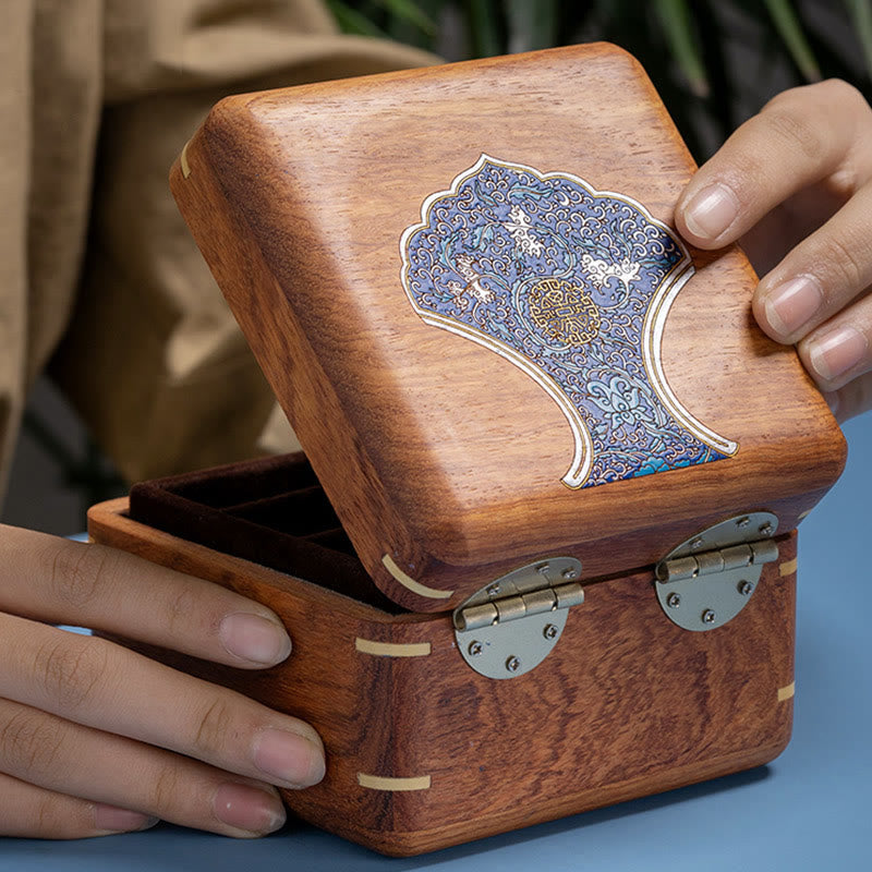 Nimara Ritual Antique Flower Leaf Handmade Rosewood Jewelry Storage Box Wooden Gift Organizer Box