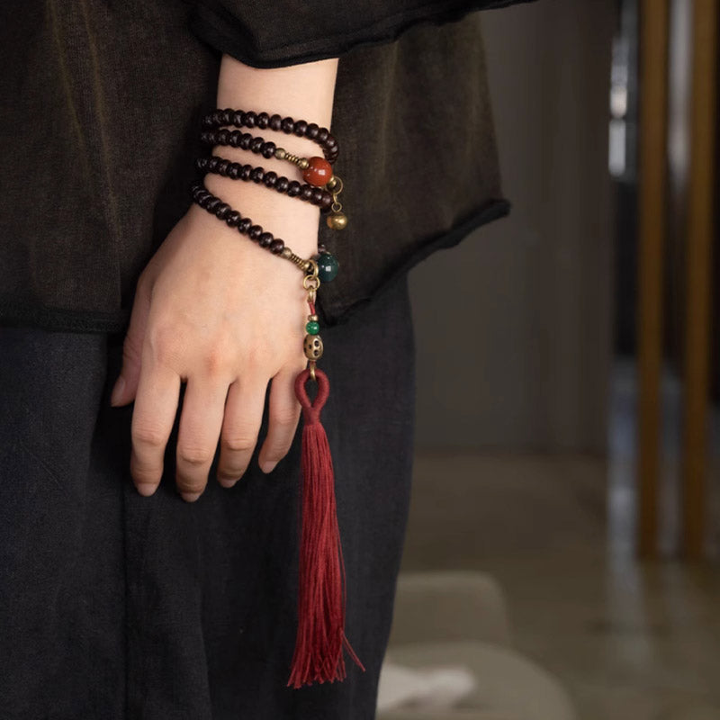 Nimara Ritual 108 Mala Beads Natural Tibet Purple Bodhi Seed Auspiciousness Bracelet