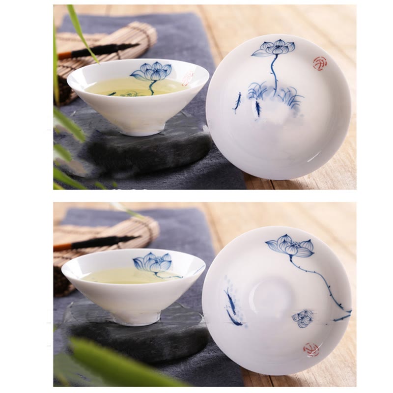 Nimara Ritual Vintage Plum Orchid Bamboo Chrysanthemum Lotus Koi Fish Ceramic Teacup Kung Fu Tea Cups
