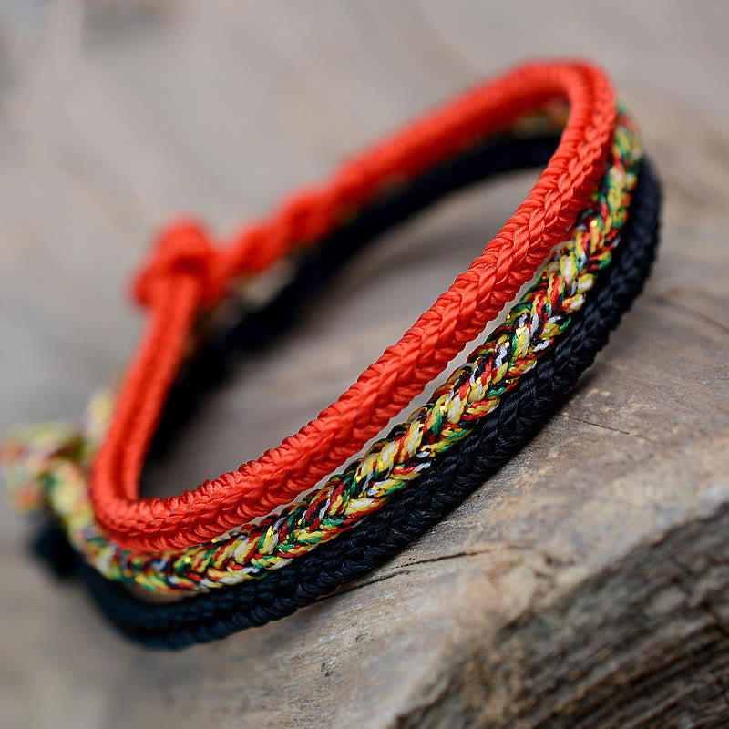 Nimara Ritual Tibetan Handmade Eight Thread Peace Knot Protection Braided String Bracelet