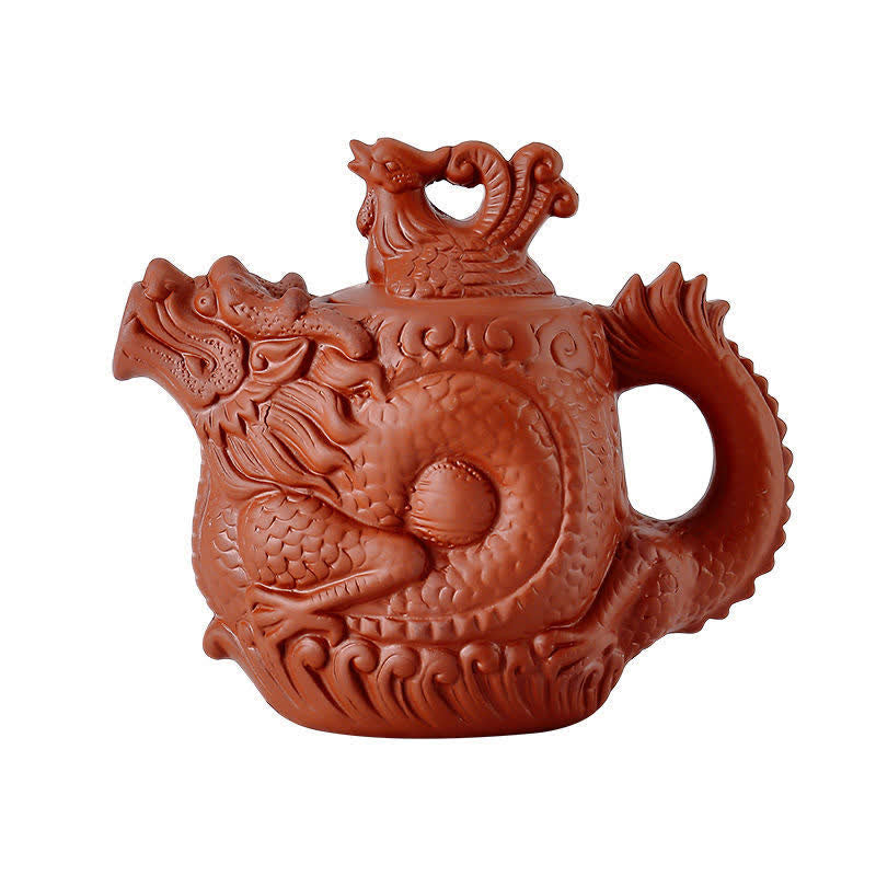Nimara Ritual Vintage Dragon Phoenix Ceramic Teapot