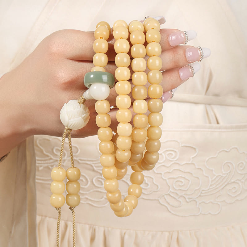 Nimara Ritual Natural Bodhi Seed Lotus Dzi Bead Peace Harmony Charm Bracelet