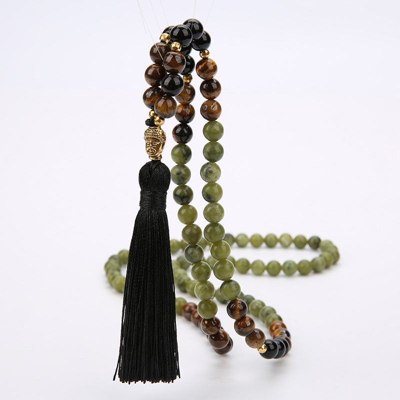Nimara Ritual Tibetan Green Jasper Protection Mala Bracelet