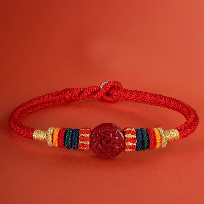 Nimara Ritual Year of the Dragon 925 Sterling Silver Chinese Zodiac Cinnabar Auspicious Matches Blessing Bracelet