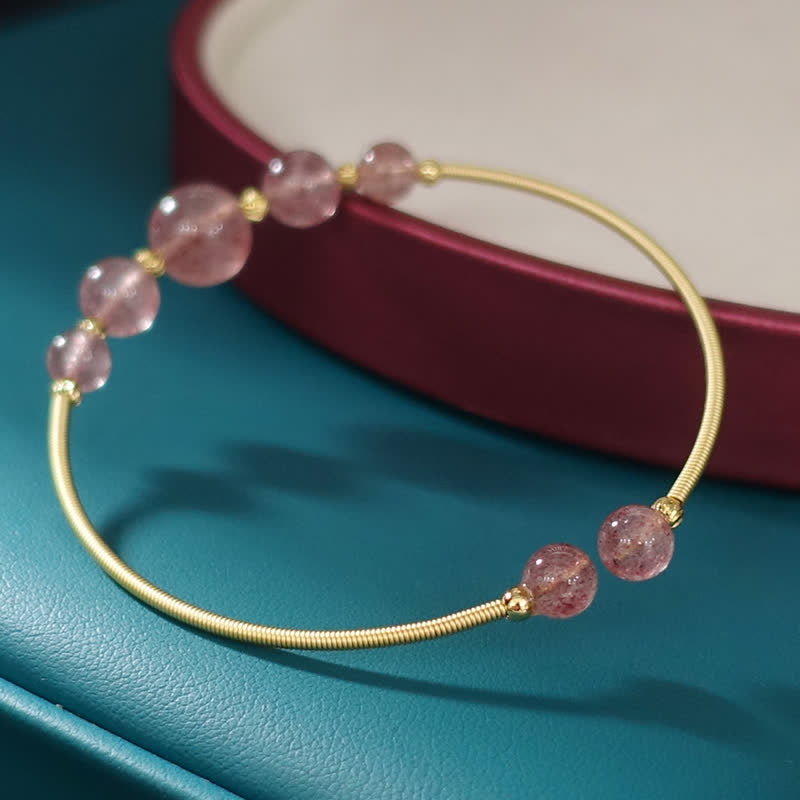 Nimara Ritual Natural Strawberry Quartz Love Healing Bracelet Bangle