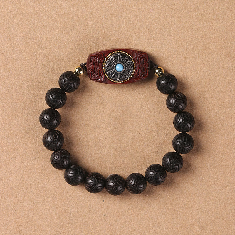 Nimara Ritual Green Sandalwood Ebony Wood Sandalwood Om Mani Padme Hum Soothing Bracelet