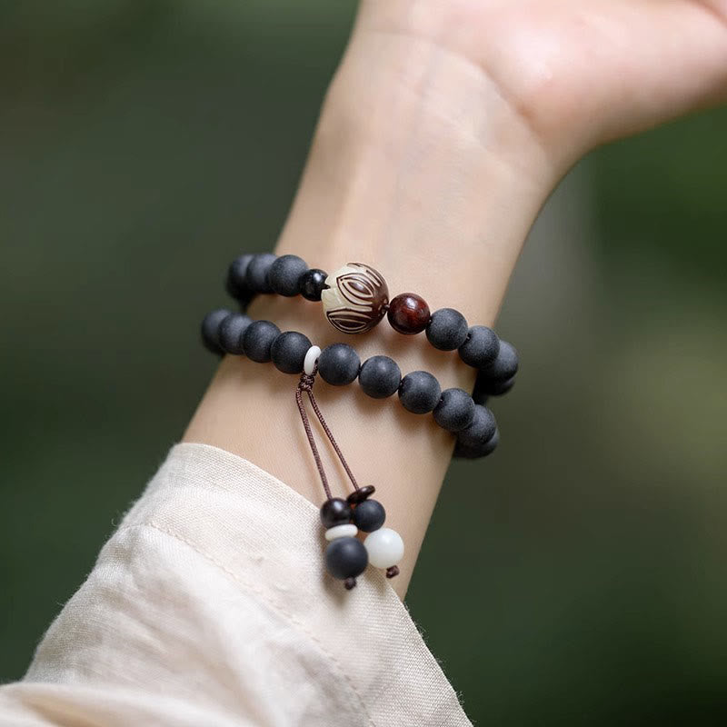 Nimara Ritual Tibetan Double Layer Cypress Bodhi Lotus Healing Bracelet