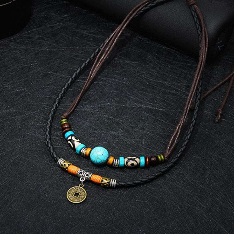 Nimara Ritual Turquoise Dzi Bead Protection Necklace