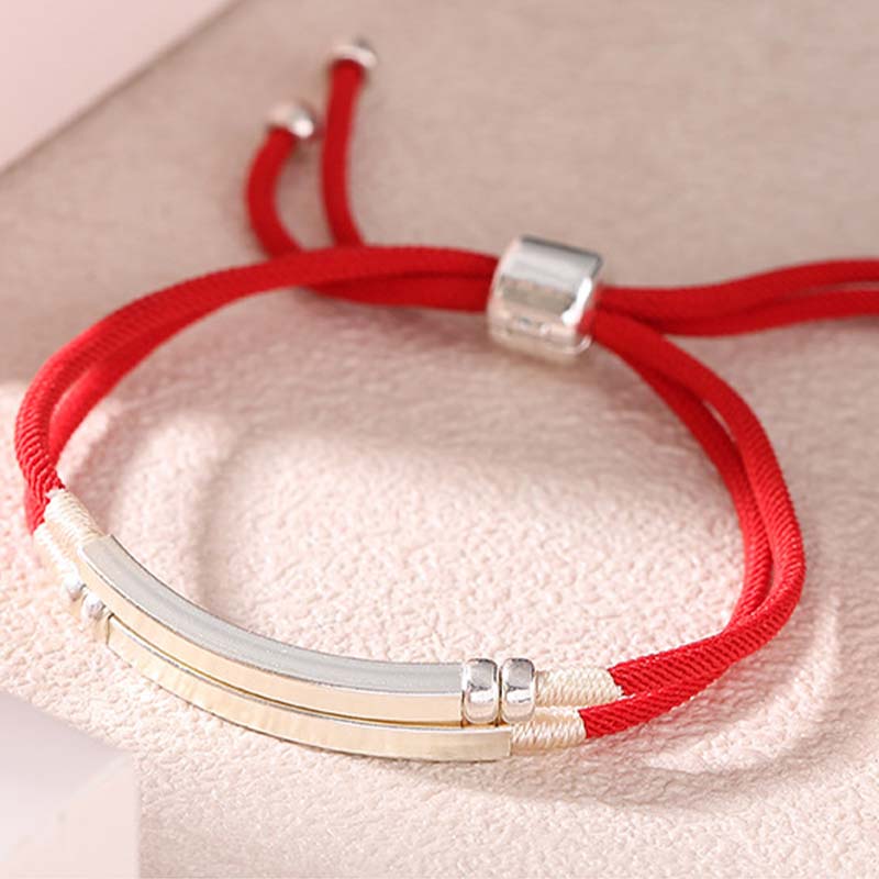 Nimara Ritual 925 Sterling Silver Red String Layered Braid Bracelet