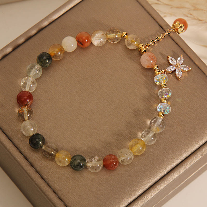Nimara Ritual Multicolored Rutilated Quartz Auspiciousness Zircon Flower Bracelet