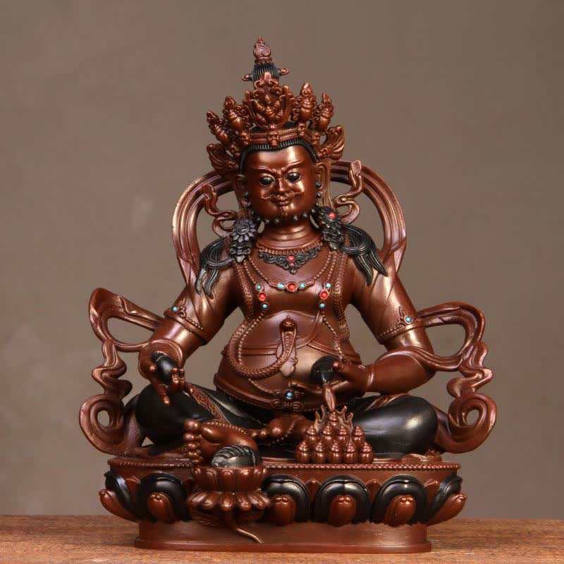 Nimara Ritual Yellow Jambhala Bodhisattva Figurine Compassion Copper Statue Home Office Decoration