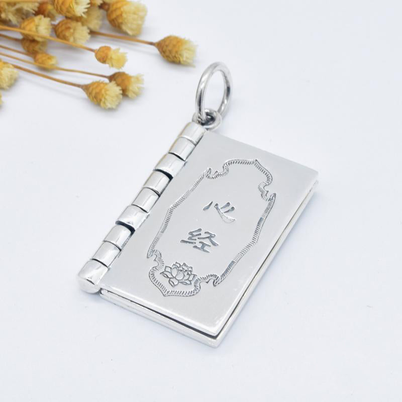 Nimara Ritual 990 Sterling Silver Heart Sutra Great Compassion Shurangama Mantra Lotus Vajra Peace Necklace Pendant