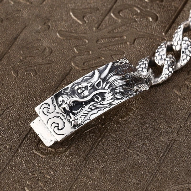 Nimara Ritual Retro Dragon Scale Pattern Engraved Protection Bracelet