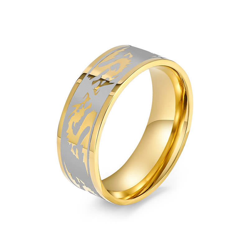 Nimara Ritual Dragon Carved Protection Strength Titanium Steel Ring