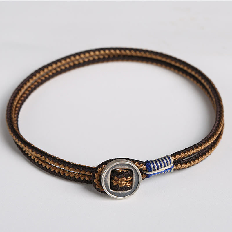 Nimara Ritual 925 Sterling Silver Handmade Button Protection Weave String Bracelet