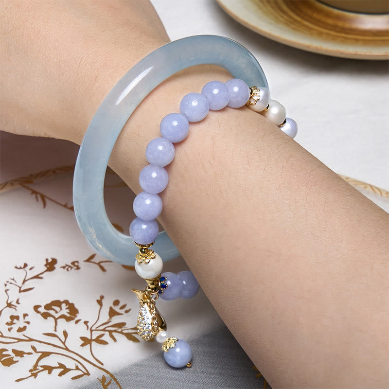 Nimara Ritual Inner Peace And Stress Relief Aquamarine Jade Blue Bracelet Bangle Bundle