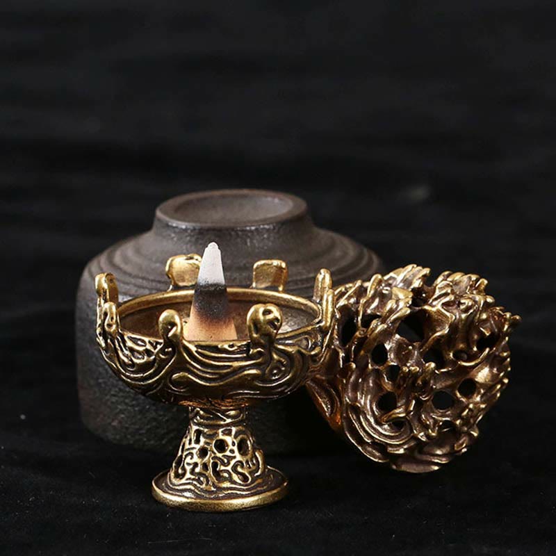 Nimara Ritual Tibetan Mini Mountain Pattern Meditation Copper Alloy Incense Burner
