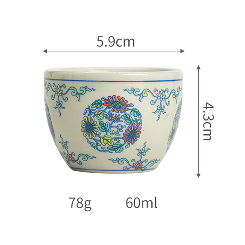 Nimara Ritual Koi Fish Arowana Peony Sunflower Ceramic Teacup Kung Fu Tea Cup 60ml