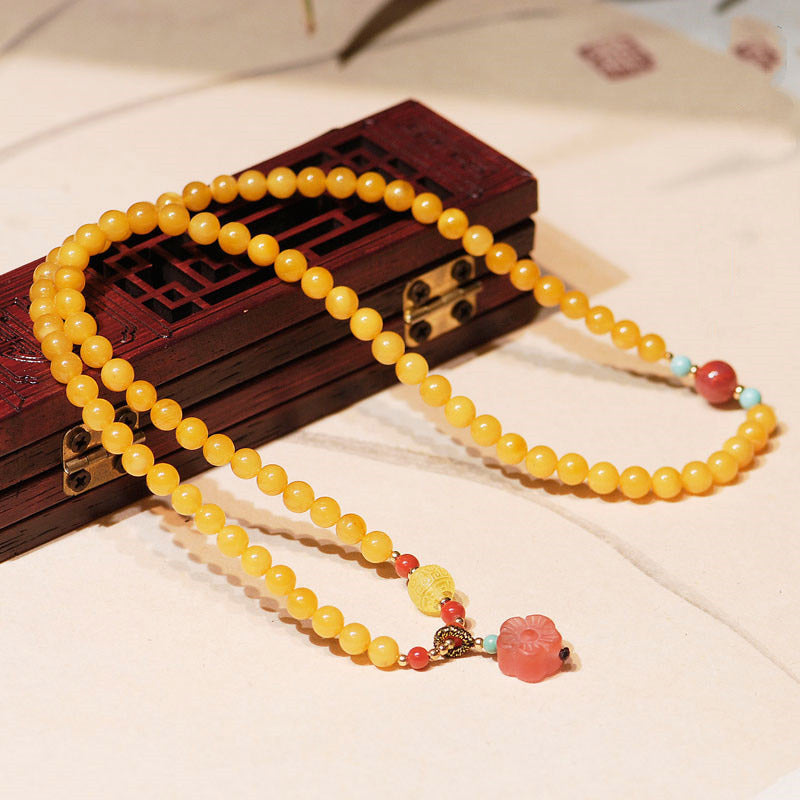 Nimara Ritual Amber Healing Balance Necklace Flower Charm Bracelet