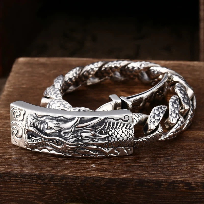 Nimara Ritual Retro Dragon Scale Pattern Engraved Protection Bracelet