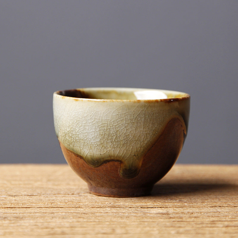 Nimara Ritual Vintage Brown Beige Kiln Change Ceramic Teacup Kung Fu Tea Cup Bowl
