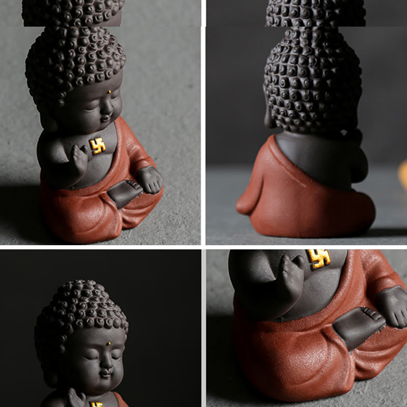 Nimara Ritual Small Buddha Serenity Purple Clay Home Desk Decoration