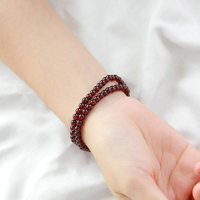 Nimara Ritual 14K Gold Plated Natural Garnet Strawberry Quartz Stability Double Wrap Bracelet