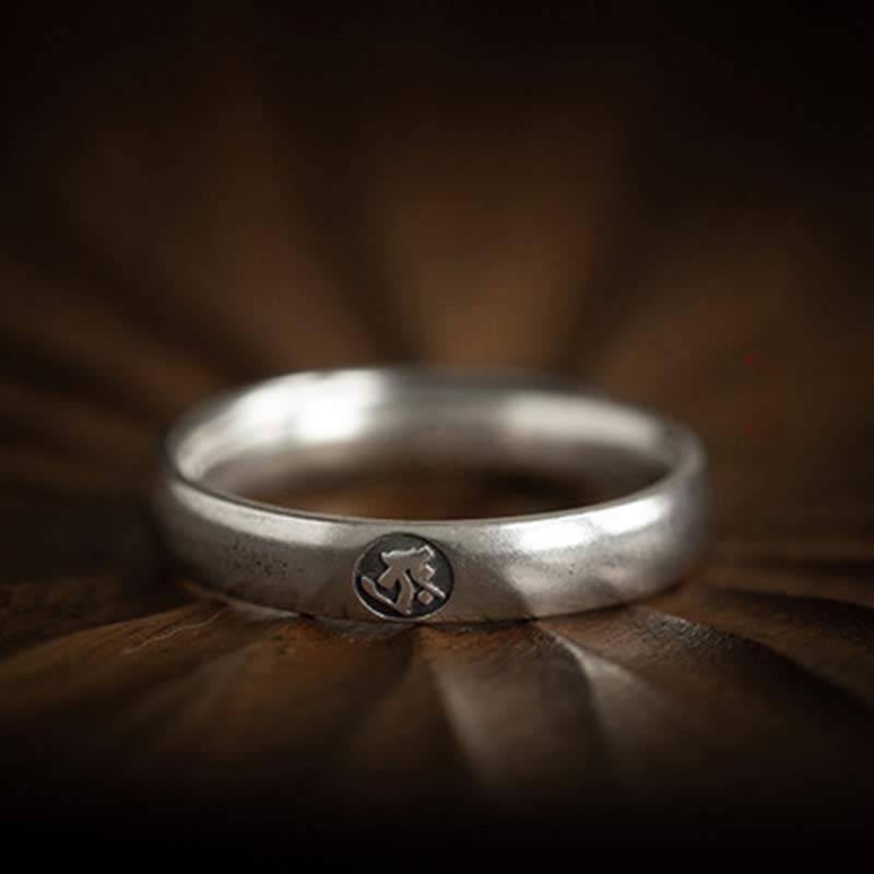 Nimara Ritual 925 Sterling Silver Chinese Zodiac Natal Buddha Blessing Couple Ring