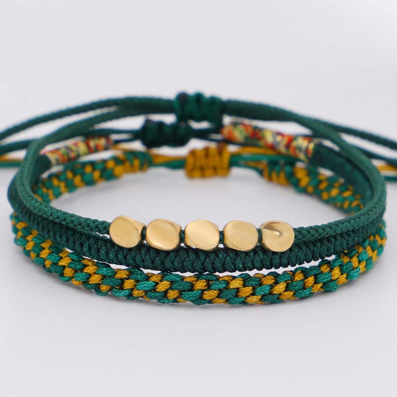 Nimara Ritual 3 PCS Tibetan Copper Beads Healing Protection Luck Bracelet Set