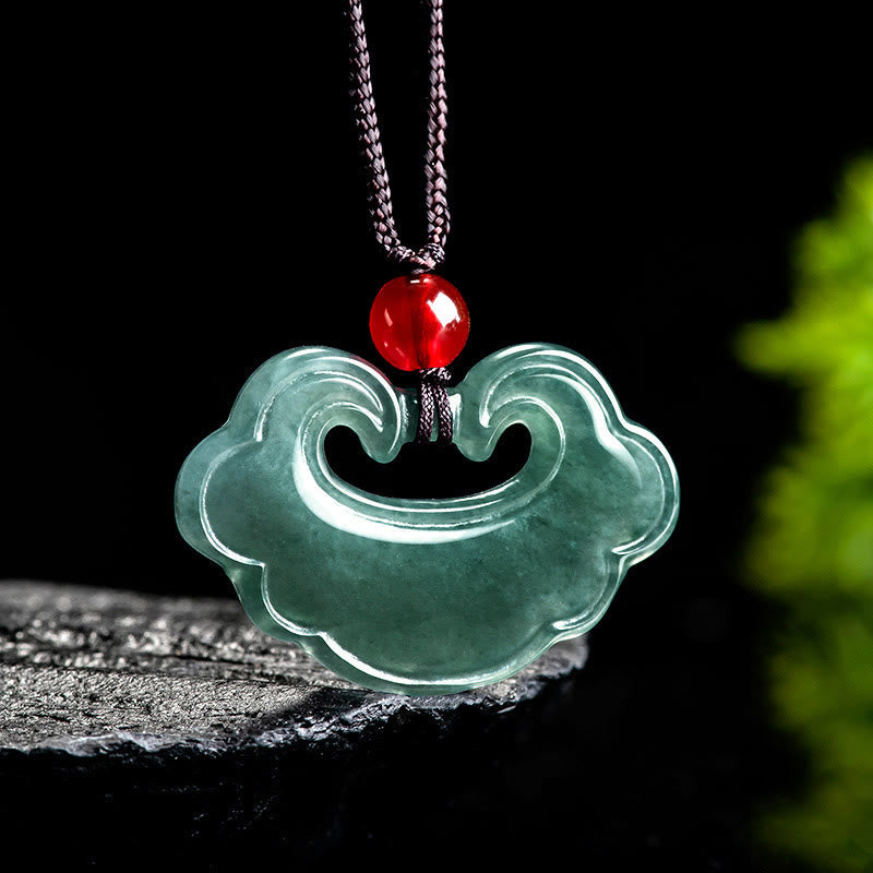 Nimara Ritual Natural Green Jade Chinese Lock Charm Luck Necklace Pendant