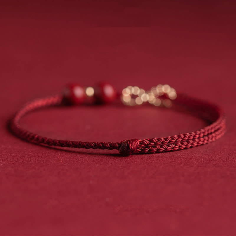 Nimara Ritual Cinnabar Blessing Red String Golden Infinity Symbol Bracelet Anklet