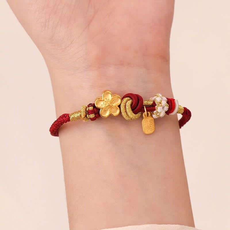 Nimara Ritual Peach Blossom Happiness Charm Luck Red String Bracelet