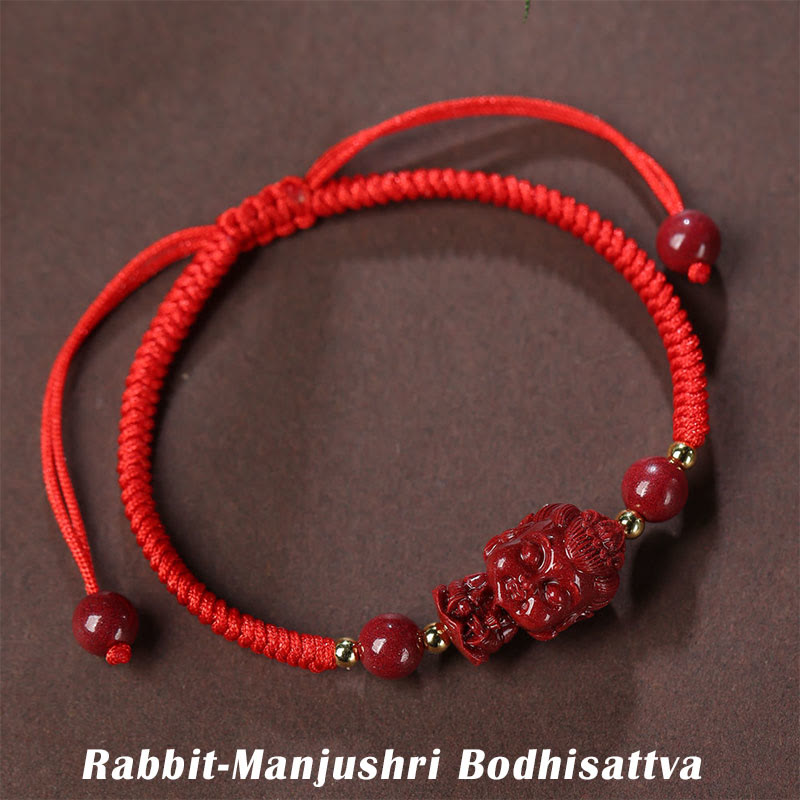 Nimara Ritual Chinese Zodiac Natal Buddha Cinnabar Amulet Blessing String Bracelet