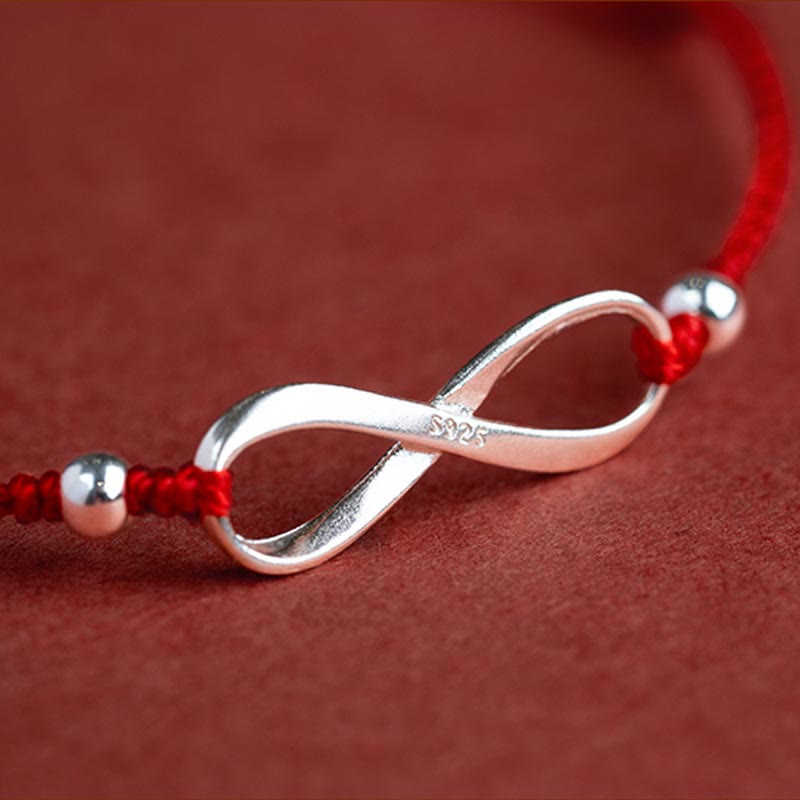 Nimara Ritual 925 Sterling Silver Endless Knot Protection Luck Red String Bracelet Anklet