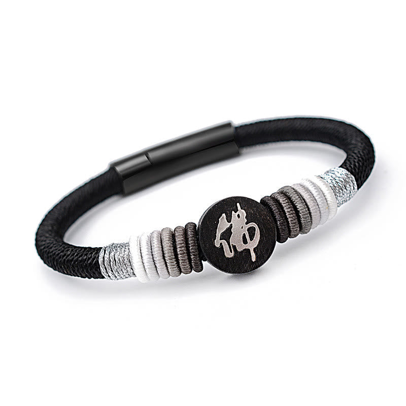 Nimara Ritual Buddha Character Ebony Handcrafted Rope Bracelet