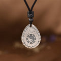 Nimara Ritual Vintage 999 Sterling Silver Yin Yang Bagua Water Drop Design Balance Harmony Necklace Pendant