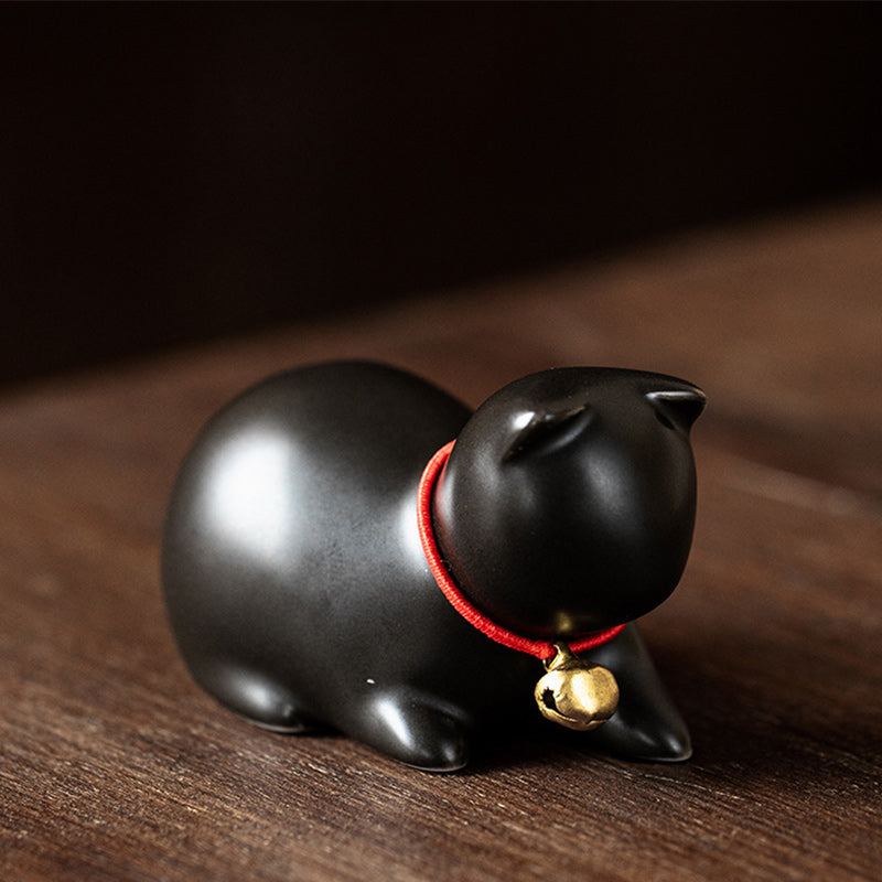 Nimara Ritual Mini Small Cute Cat Tea Pet Ceramic Home Desk Figurine Decoration