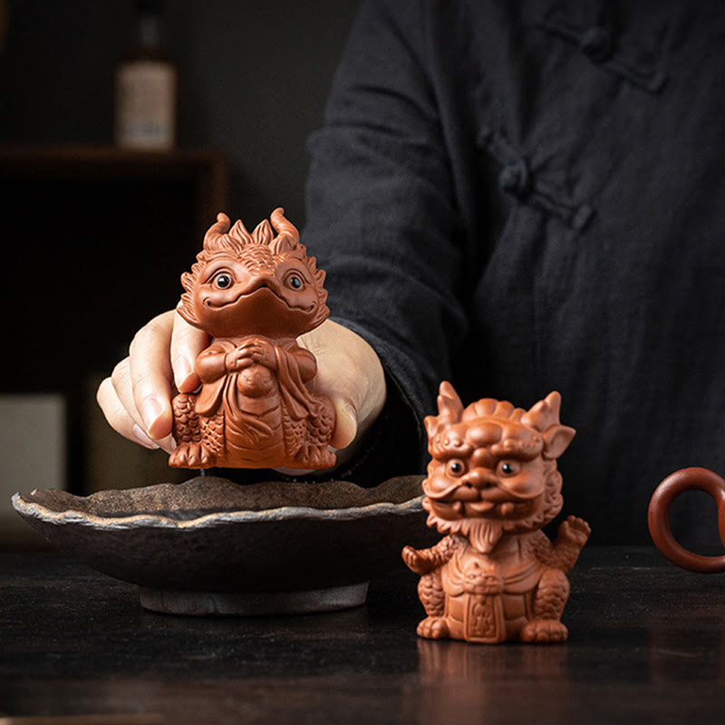 Nimara Ritual Luck Dragon Wealth Tea Pet Purple Clay Figurine Decoration