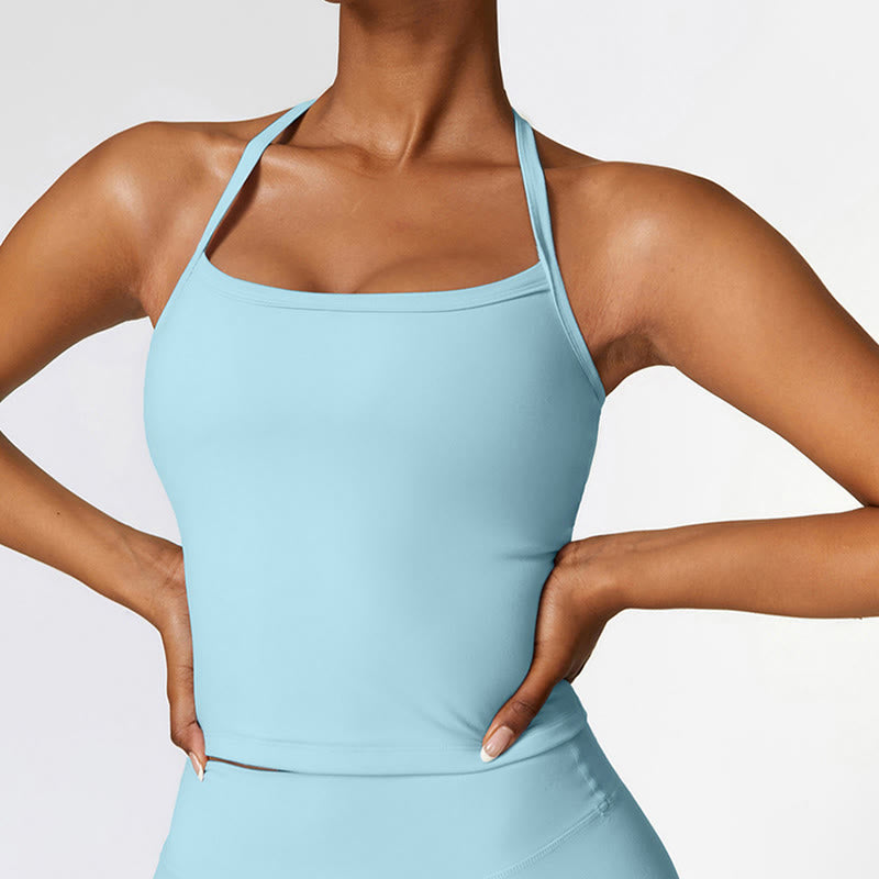 Nimara Ritual Solid Color Crop Tank Top High Waist Shorts Sports Fitness Gym Yoga Outfits