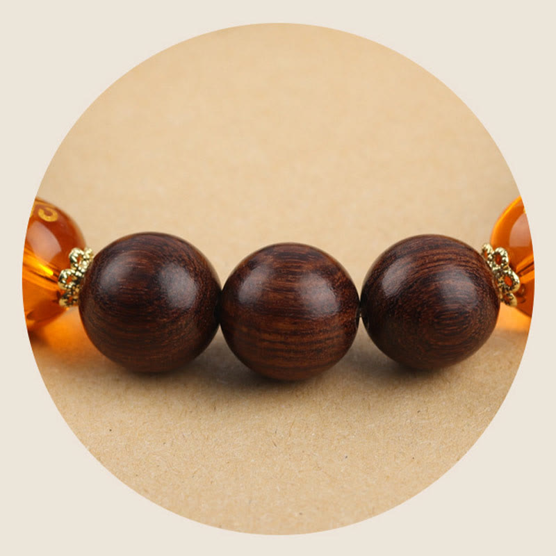Nimara Ritual Natural Phoebe Zhennan Wood Om Mani Padme Hum God Of Wealth Crystal Protection Bracelet