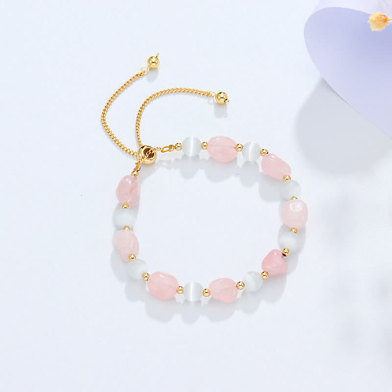 Nimara Ritual Amethyst Pink Crystal Black Rutilated Quartz Spiritual Awareness Bracelet