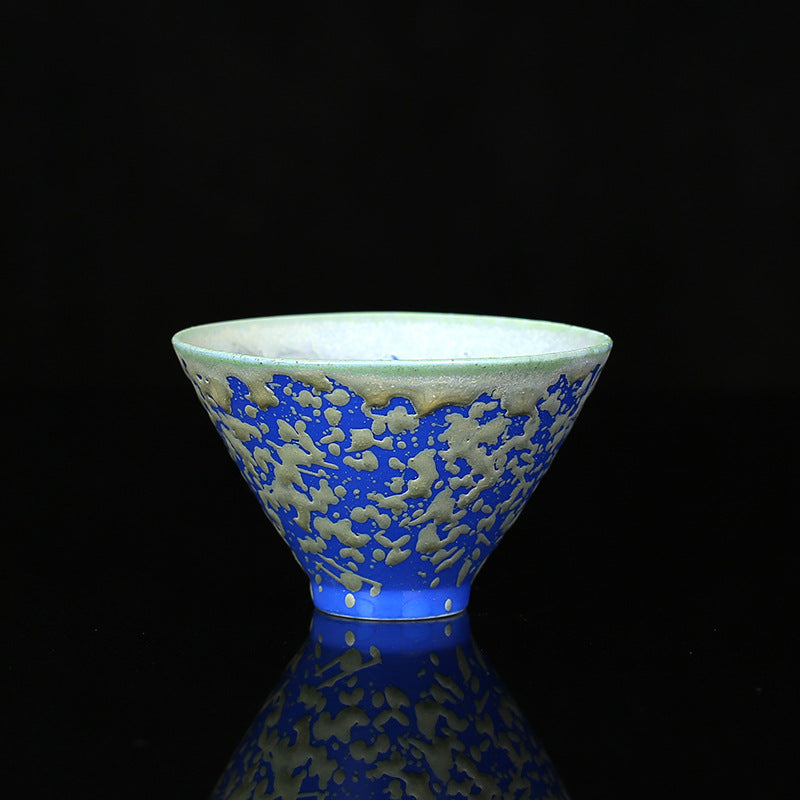 Nimara Ritual Retro Blue Red Gradient Lotus Pattern Kiln Change Ceramic Teacup Kung Fu Tea Cup Bowl