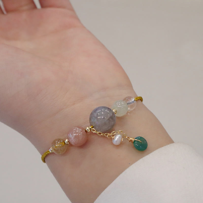Nimara Ritual Moonstone Sunstone Beads Peace Buckle Charm Healing Bracelet