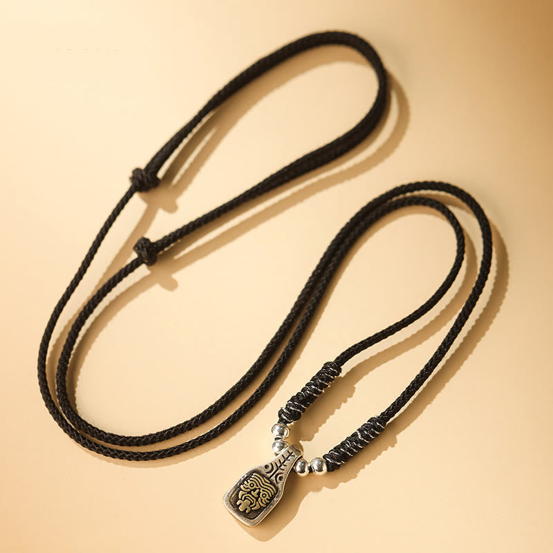 Nimara Ritual Tibetan 925 Sterling Silver Zakiram Goddess of Wealth Protection Rope Necklace Pendant