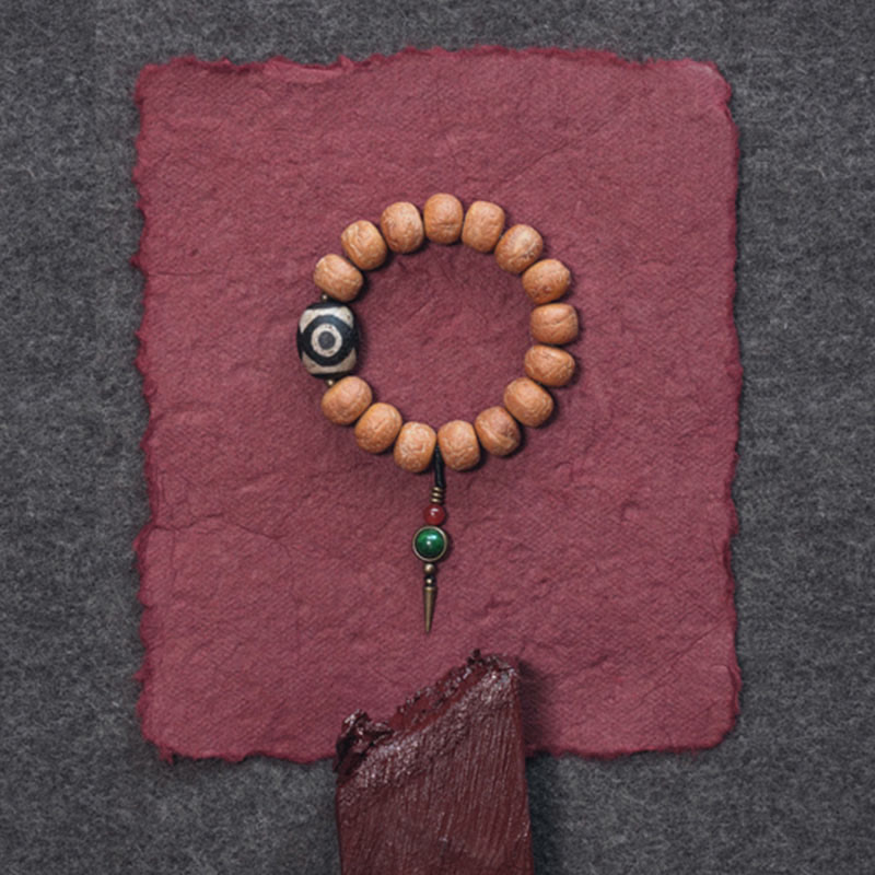 Nimara Ritual Tibet Bodhi Seed Dzi Bead Peace Charm Wrist Mala Bracelet
