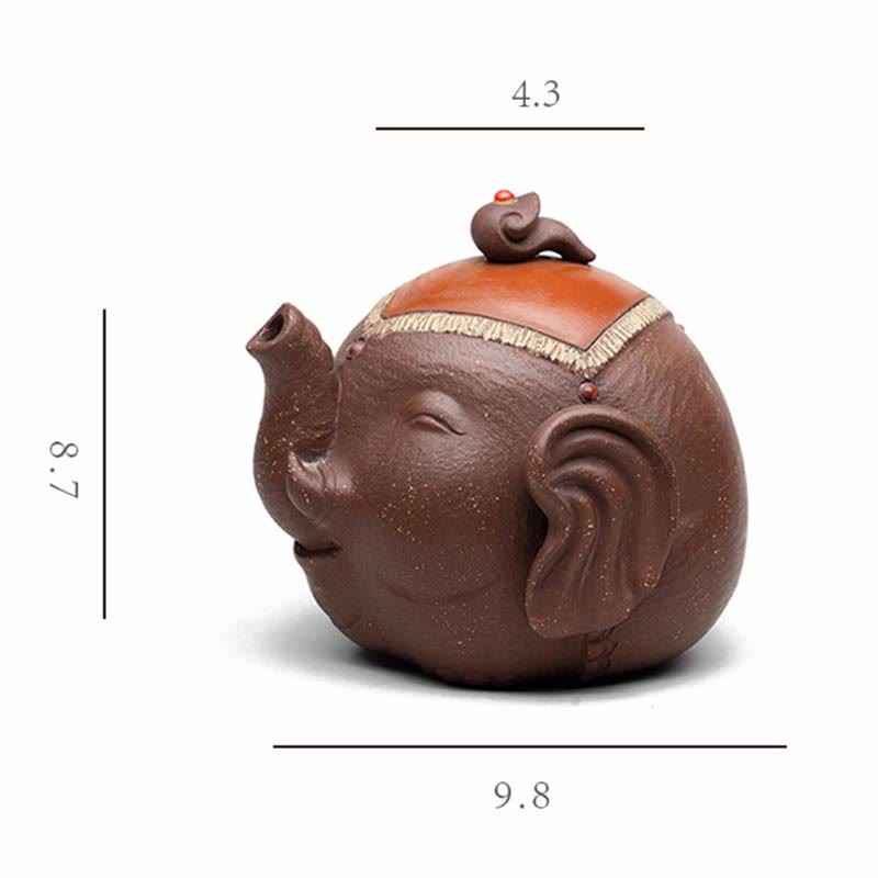 Nimara Ritual Cute Elephant Auspicious Clouds Purple Clay Ceramic Teapot